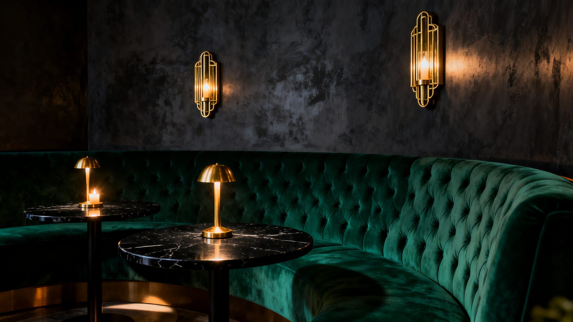 Velvet banquettes and candlelight at Cocktail Collection